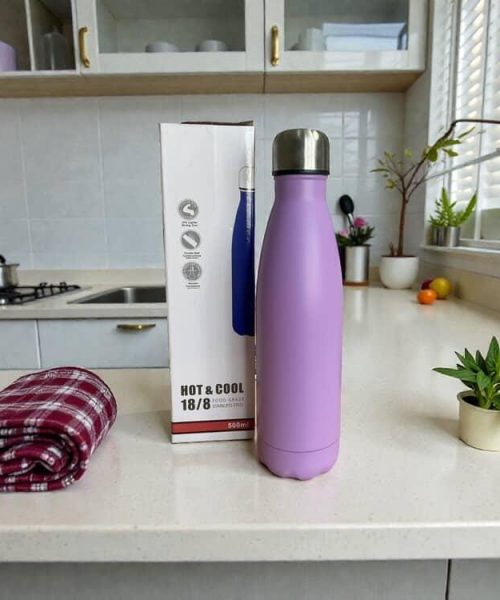 botella de acero violeta